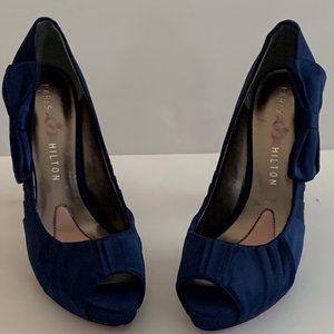 Paris Hilton Open Toe Blue Platform Heels Size 8.5